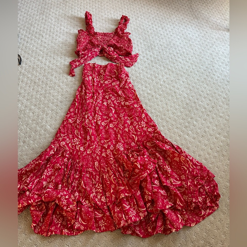 REVOLVE Red Paisley Crop Top & Skirt Set - Picture 5 of 7